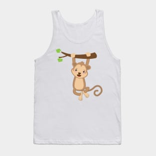 Cute kawaii monkey on tree design Tank Top